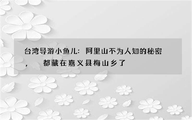 台湾导游小鱼儿:阿里山不为人知的秘密,都藏在嘉义县梅山乡了